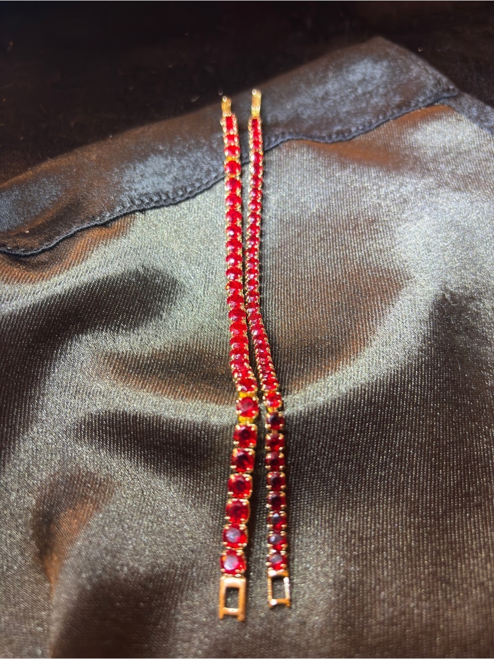 2 Yellow Gold Red Tennis CZ Bracelet 8 in. - Picture 11 of 15